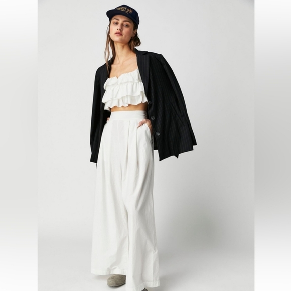 Free People Danelle Top Optic White Cami Ruffle Layered NWOT - Picture 3 of 4